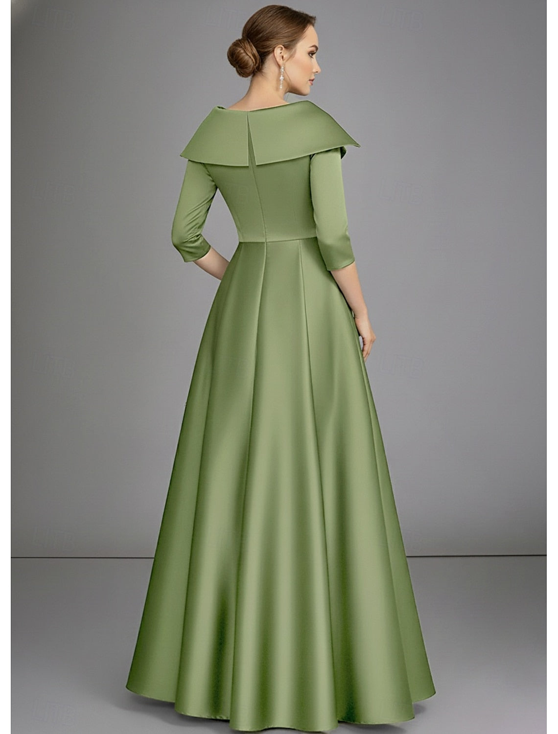 V-Neck Half Sleeve Applique Sequins A-Line Evening Dress Formal