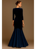 V-Neck Long Sleeve Mermaid Ruffle Evening Gown Mother of the Bride Dress