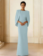 Elegant Formal Cape Sleeve Mermaid Evening Dress Short Shawl Women