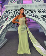 Strapless Sequined Mermaid Floor-Length Green Evening Dress