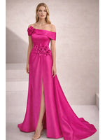 Flowers Off the Shoulder Sleeveless Side Slit Evening Dress Mother of the Bride Dress