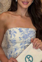 Strapless A-Line Floral Print Mini Homecoming Dresswith Waistband