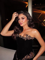 Beaded Sparkle Strapless Sleeveless Mermaid Formal Evening Dress