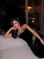 Beaded Sparkle Strapless Sleeveless Mermaid Formal Evening Dress