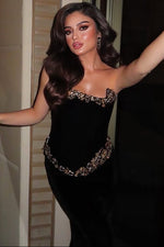 Beaded Sparkle Strapless Sleeveless Mermaid Formal Evening Dress