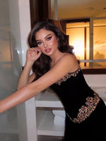 Beaded Sparkle Strapless Sleeveless Mermaid Formal Evening Dress