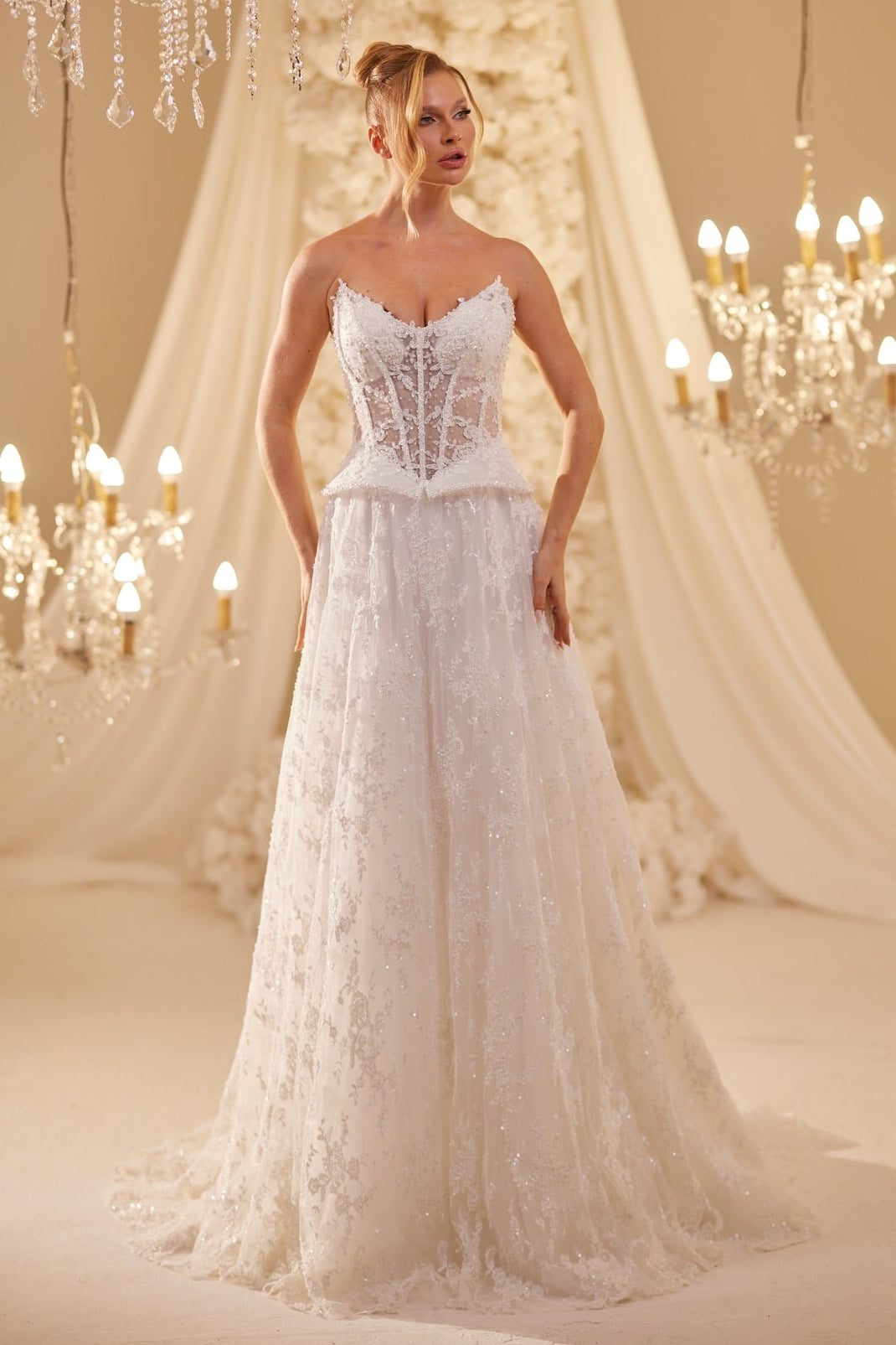 Exquisite Sweetheart Sheer Sleeveless Lace A-Line Floor-Length Wedding Dress
