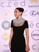 Elegant Black Half Sleeve Beaded Sparkle Mermaid Formal Evening Dress