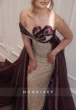 Sparkly Off the Shoulder Sheath Evening Gowns with Beading