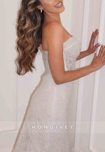 Sweetheart Strapless Trumpet Embroidery Wedding Dresses with Beading