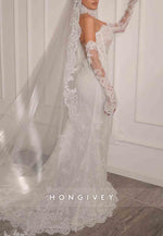 Strapless Mermaid Bridal Gown Lace Court Train Wedding Dresses