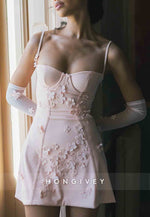 Sweetheart Spaghetti Straps Mini HomecomingDresses with Appliqued Flowers