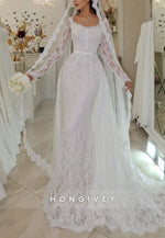 Elegant Long Sleeves Lace Floor-Length Mermaid Wedding Dresses