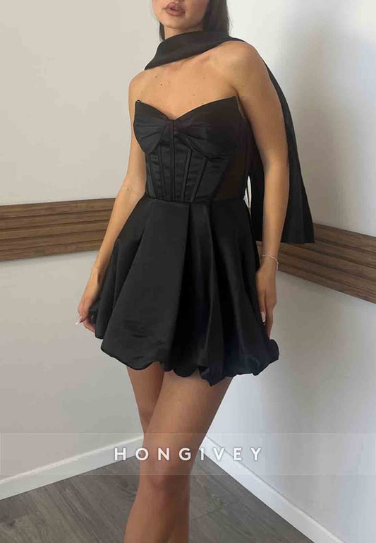 Halter Strapless A-Line Sleeveless Pleated Mini Homecoming Dresses