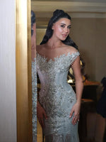 Luxury O-Neck Sleeveless Beaded Sparkle Tulle Mermaid Prom Dress