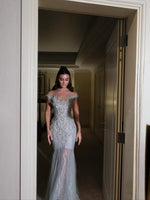 Luxury O-Neck Sleeveless Beaded Sparkle Tulle Mermaid Prom Dress