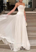 Sweetheart Simple Strapless Floor-Length A-Line Wedding Dresses