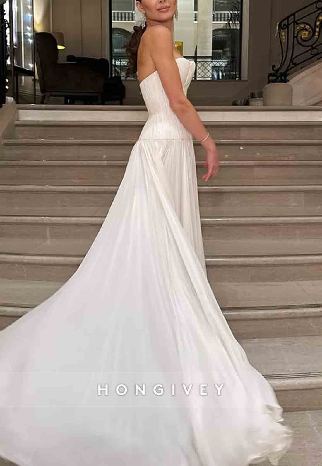 Sweetheart Simple Strapless Floor-Length A-Line Wedding Dresses