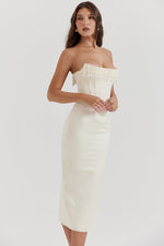 Strapless Beaded Sleeveless Mermaid Tea-Length Wedding Dress