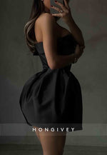 Strapless Sleeveless Satin Pleated Sweetheart Mini Homecoming Dresses