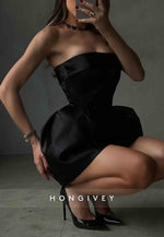 Strapless Sleeveless Satin Pleated Sweetheart Mini Homecoming Dresses