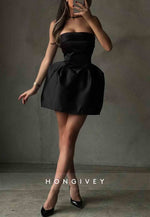 Strapless Sleeveless Satin Pleated Sweetheart Mini Homecoming Dresses