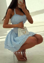 Light Blue A-Line Ruched Mini Homecoming Dress Halter Neck Party Dresses