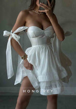 Off the Shoulder Pleated Sweetheart Princess Homecoming Dresses with Bowknot