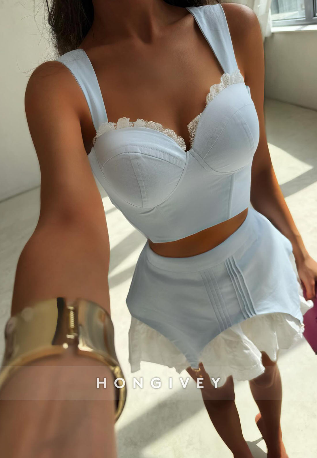 A-Line Regular Straps Sweetheart Corset Homecoming Dress with Lace