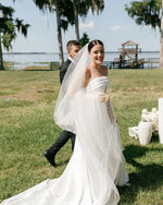 Sheath Satin Strapless Beach Wedding Dress Satin Mermaid with Bow