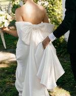 Sheath Satin Strapless Beach Wedding Dress Satin Mermaid with Bow