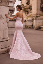Pink Flowers Floral Print Sweetheart Sleeveless Mermaid Floor-Length Prom Dress