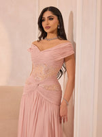 Elegant Off the Shoulder Sleeveless A-Line Lace Beaded Evening Dress