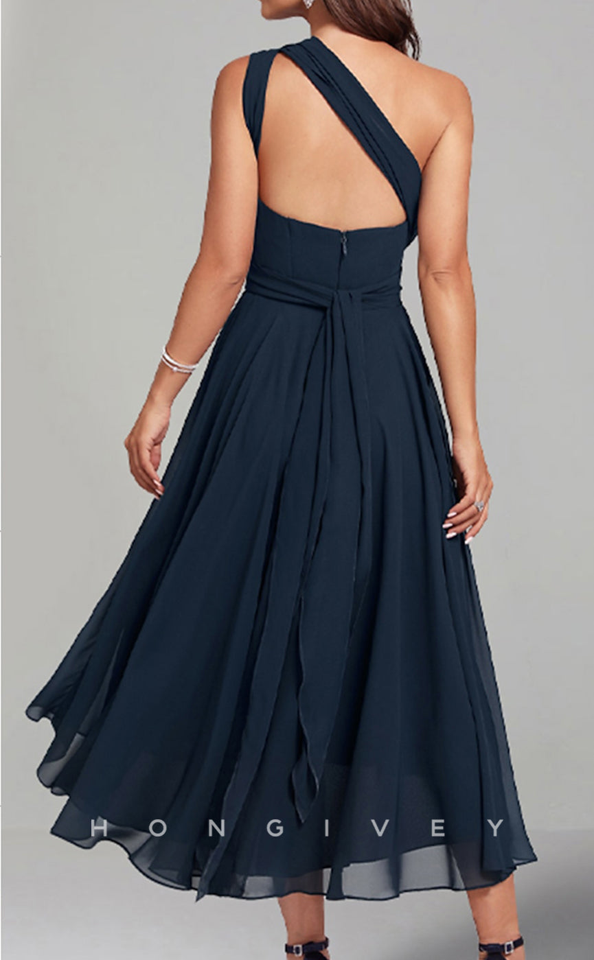 HM203 - A-Line One Shoulder Sleeveless Mother of the Bride Dress