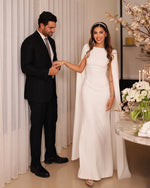 Mermaid Cape Sleeve Floor-Length Formal Women Evening Dress