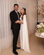 Mermaid Cape Sleeve Floor-Length Formal Women Evening Dress
