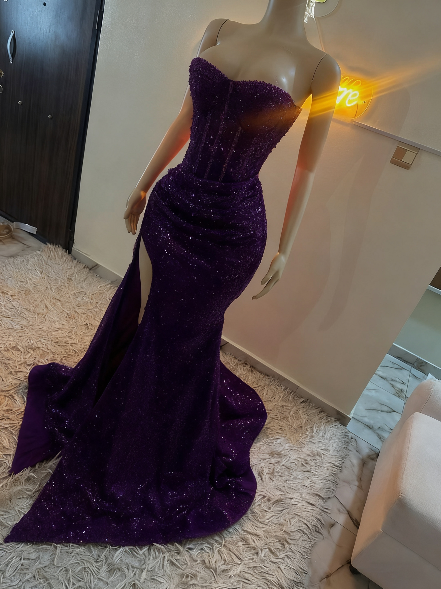 Stunning Mermaid Sweetheart Red Slit Sequin Prom Dresses Inspiration Prom Dress Princess