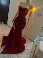 Stunning Mermaid Sweetheart Red Slit Sequin Prom Dresses Inspiration Prom Dress Princess