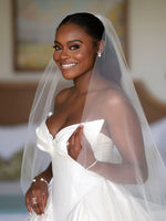 Elegant Long Ball Gown Ivory V-neck Sleeveless Satin Wedding Dress