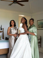 Elegant Long Ball Gown Ivory V-neck Sleeveless Satin Wedding Dress