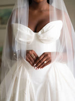 Elegant Long Ball Gown Ivory V-neck Sleeveless Satin Wedding Dress