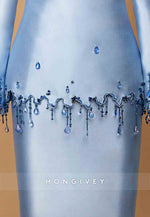 Satin Floor-Length Long Sleeves Sheath Tassel Mother of the Bride Dress