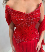 Sweetheart Sleeveless Beaded Sequins Tulle A-Line Evening Dress
