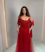 Sweetheart Sleeveless Beaded Sequins Tulle A-Line Evening Dress