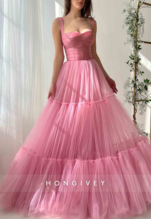 Pink Sweetheart Regular Straps Ruched A-Line Empire Prom Dresses