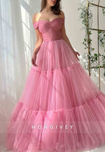 Pink Sweetheart Regular Straps Ruched A-Line Empire Prom Dresses