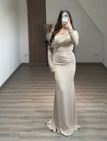Lace Long Sleeve Off the Shoulder Mermaid Floor-Length Evening Dress