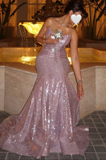Strapless Sequins Sparkle Sleeveless Mermaid Floor-Length Evening Dress