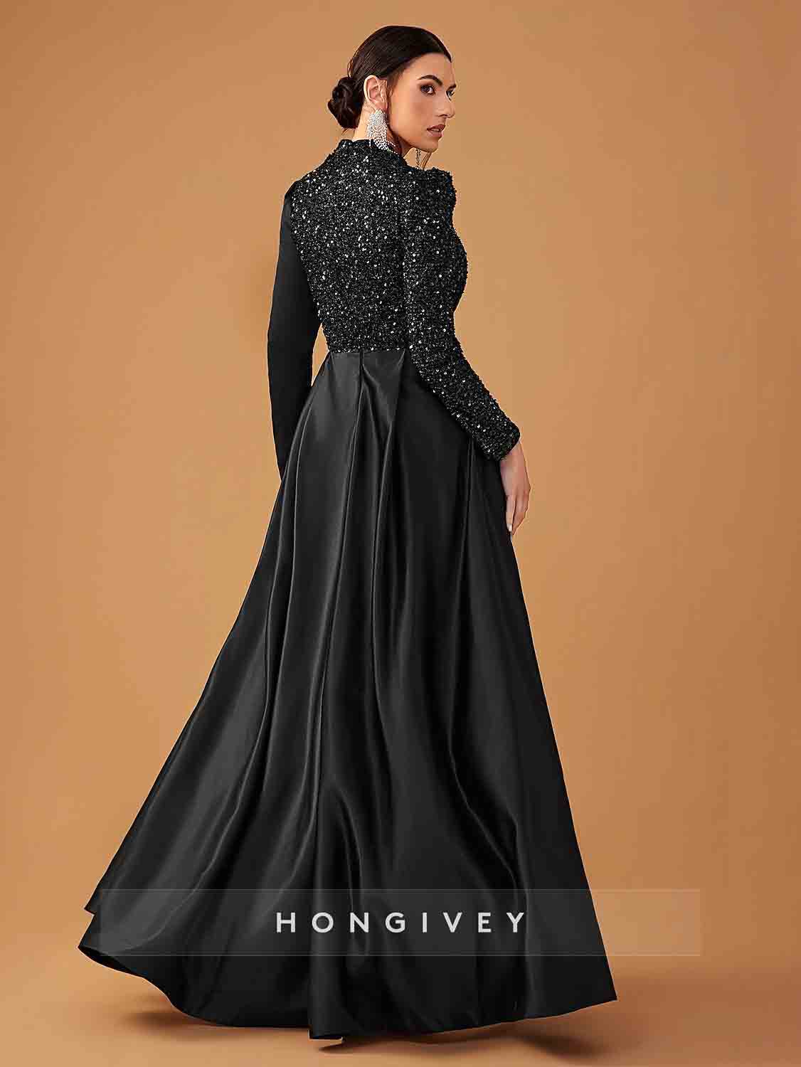 High Neck Beading Sequined Evening Gown Mermaid