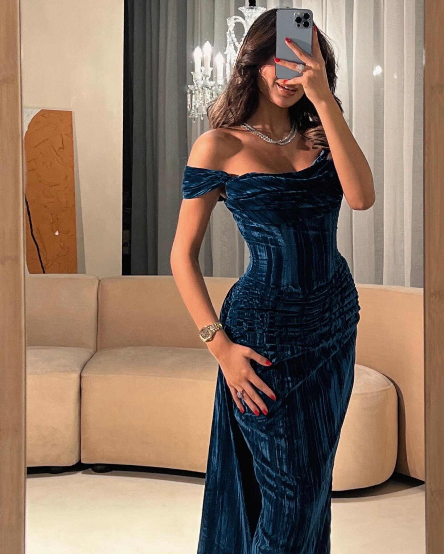 Off the Shoulder Sleeveless Mermaid Floor-Length Evening Dress